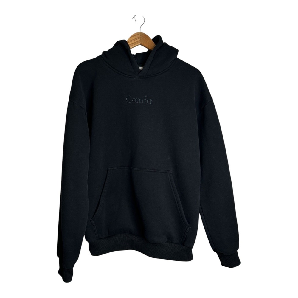 Comfrt Black Signature Weighted Hoodie Medium Cozy Loungewear Unisex